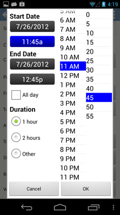 Less taps to pick date and time