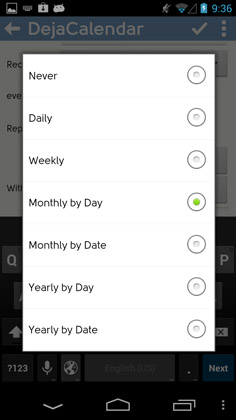 Custom recurring events