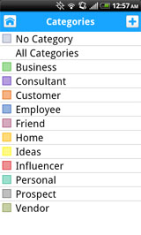 Color-coded categories match your Outlook contacts