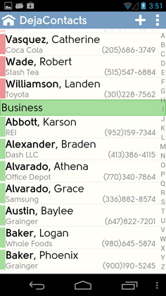Sort and group your contact list