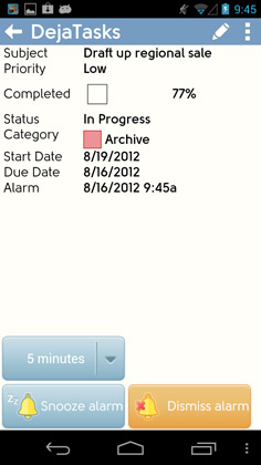 Task alarm notifications