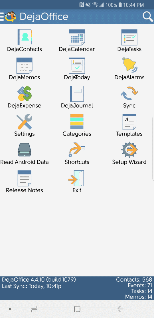 DejaOffice Android Light Theme