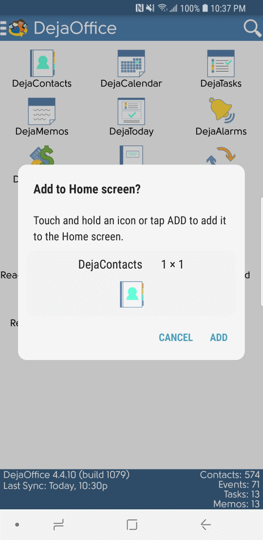 DejaOffice Shortcuts