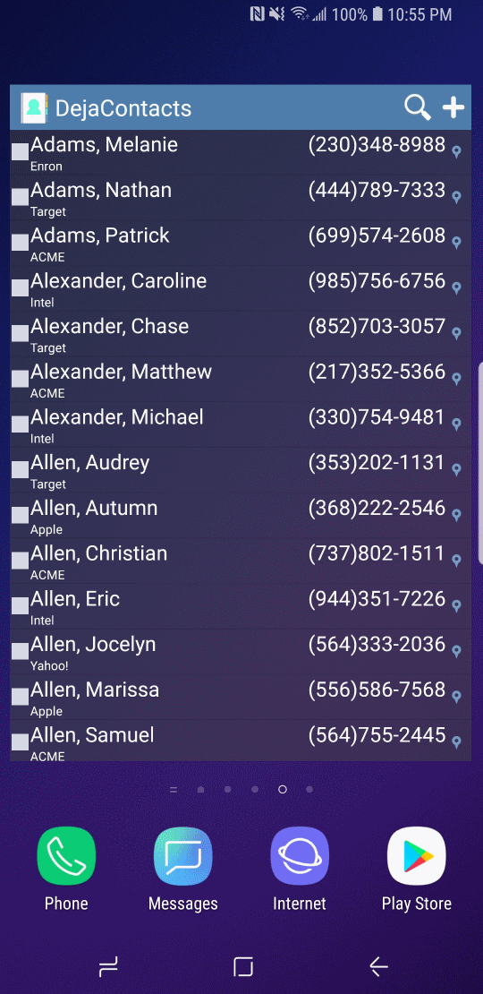 DejaOffice Contacts Widget
