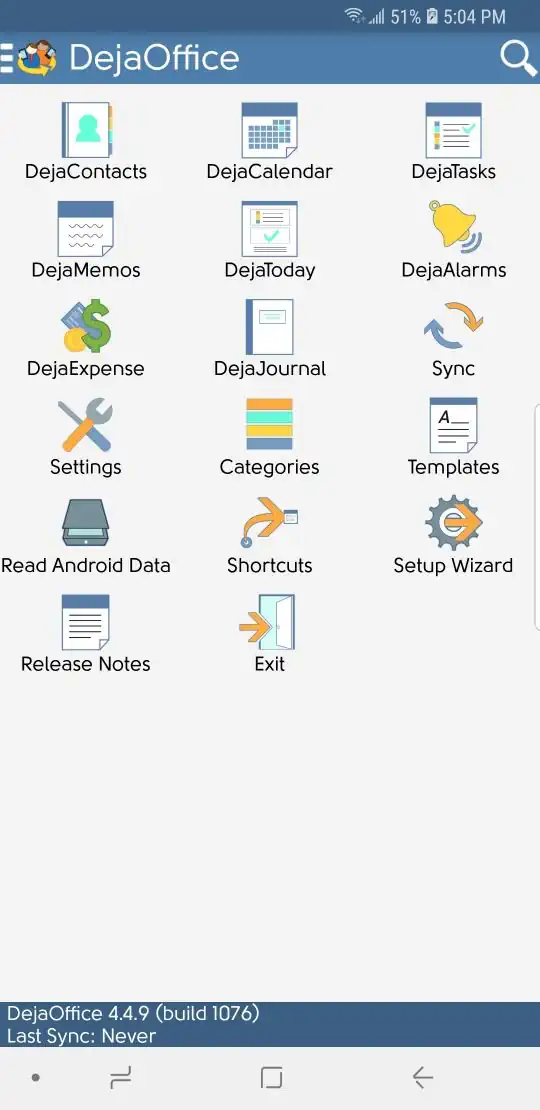 DejaOffice für Android Homescreen
