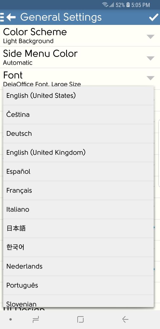 DejaOffice Language Options