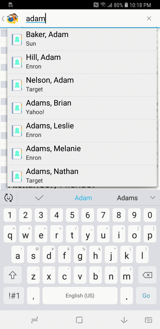 DejaOffice Contacts Search