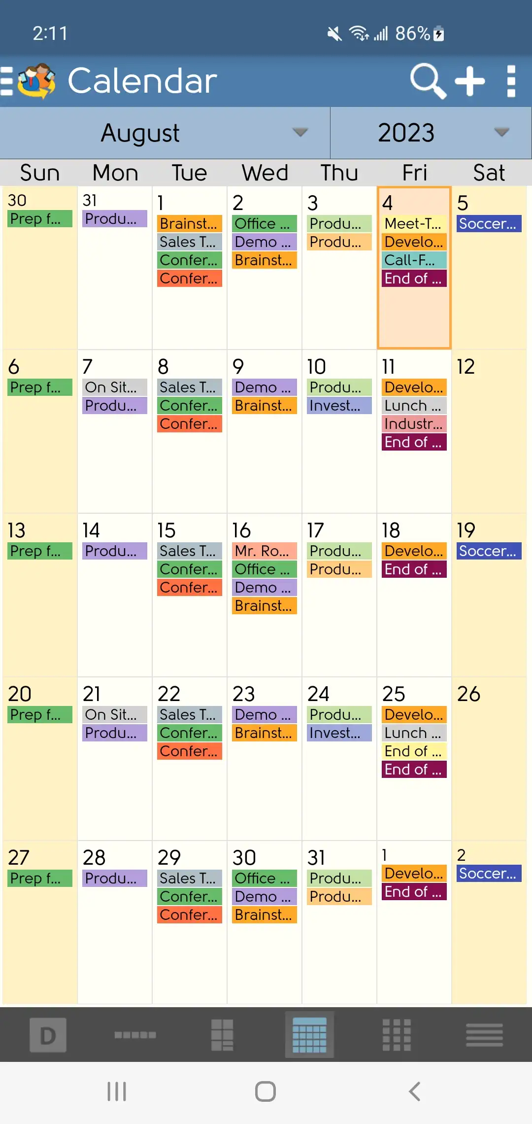 DejaOffice calendario vista mese