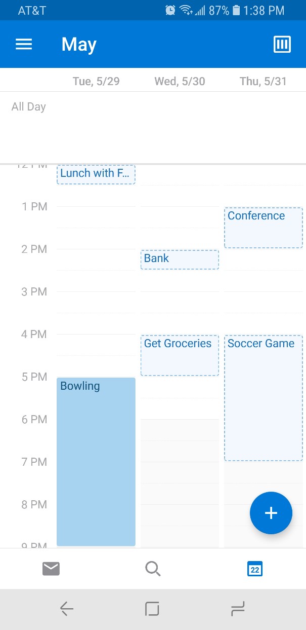Agenda van de Outlook-app