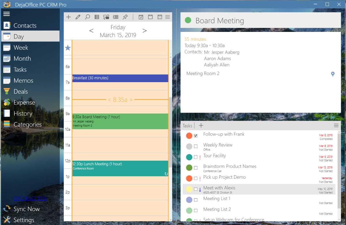 DejaOffice PC CRM Outlook Agenda View